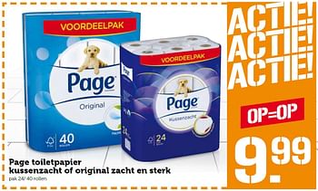Aanbiedingen Page toiletpapier kussenzacht of original zacht en sterk - Page - Geldig van 25/04/2016 tot 01/05/2016 bij Coop