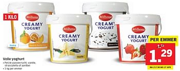 Aanbiedingen Volle yoghurt - Milbona - Geldig van 25/04/2016 tot 01/05/2016 bij Lidl