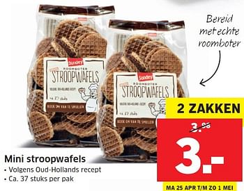 Aanbiedingen Mini stroopwafels - Huismerk - Lidl - Geldig van 25/04/2016 tot 01/05/2016 bij Lidl