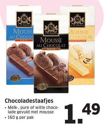 Aanbiedingen Chocoladestaafjes - J.D.Gross - Geldig van 25/04/2016 tot 01/05/2016 bij Lidl