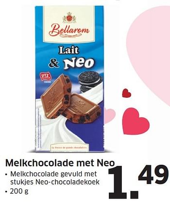 Aanbiedingen Melkchocolade met neo - Bellarom - Geldig van 25/04/2016 tot 01/05/2016 bij Lidl