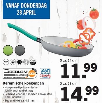 Aanbiedingen Keramische koekenpan - Huismerk - Lidl - Geldig van 25/04/2016 tot 01/05/2016 bij Lidl