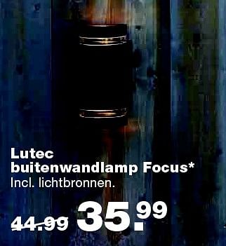 Aanbiedingen Lutec buitenwandlamp focus - Lutece - Geldig van 25/04/2016 tot 01/05/2016 bij Praxis