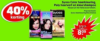 Aanbiedingen Syoss color haarkleuring, poly haarverf en kleurshampoo - Syoss - Geldig van 26/04/2016 tot 01/05/2016 bij Trekpleister
