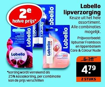 Aanbiedingen Labello lipverzorging - Labello - Geldig van 26/04/2016 tot 01/05/2016 bij Trekpleister