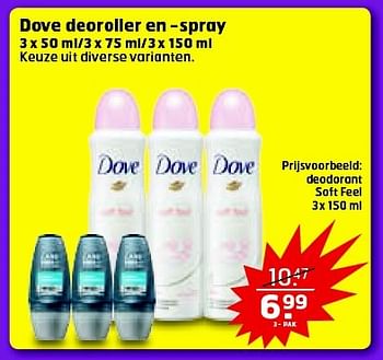 Aanbiedingen Dove deoroller en -spray - Dove - Geldig van 26/04/2016 tot 01/05/2016 bij Trekpleister