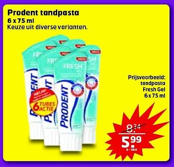Aanbiedingen Prodent tandpasta - Prodent - Geldig van 26/04/2016 tot 01/05/2016 bij Trekpleister
