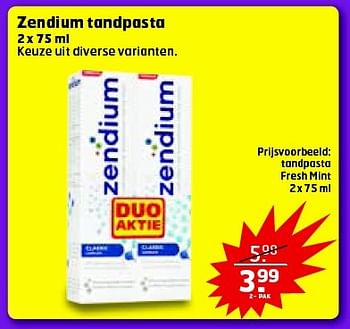 Aanbiedingen Zendium tandpasta - Zendium - Geldig van 26/04/2016 tot 01/05/2016 bij Trekpleister