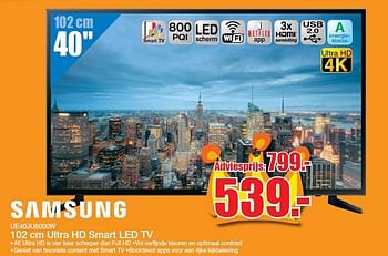 Aanbiedingen Samsung ultra hd smart led tv ue40ju6000w - Samsung - Geldig van 25/04/2016 tot 01/05/2016 bij Scheer & Foppen