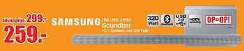 Aanbiedingen Samsung soundbar hw-j551-j550 - Samsung - Geldig van 25/04/2016 tot 01/05/2016 bij Scheer & Foppen