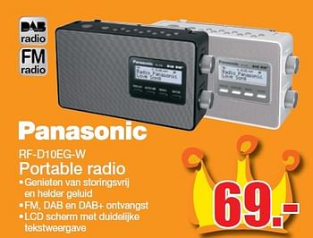 Aanbiedingen Panasonic portable radio rf-d10eg-w - Panasonic - Geldig van 25/04/2016 tot 01/05/2016 bij Scheer & Foppen