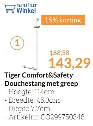Aanbiedingen Tiger comfort+safety douchestang met greep - Tiger - Geldig van 01/05/2016 tot 31/05/2016 bij Sanitairwinkel