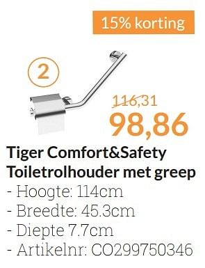 Aanbiedingen Tiger comfort+safety toiletrolhouder met greep - Tiger - Geldig van 01/05/2016 tot 31/05/2016 bij Sanitairwinkel