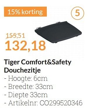 Aanbiedingen Tiger comfort+safety douchezitje - Tiger - Geldig van 01/05/2016 tot 31/05/2016 bij Sanitairwinkel
