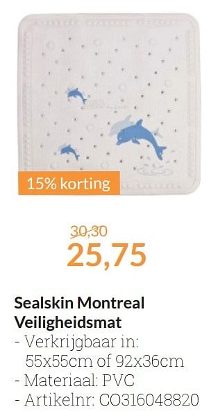 Aanbiedingen Sealskin montreal veiligheidsmat - Sealskin - Geldig van 01/05/2016 tot 31/05/2016 bij Sanitairwinkel