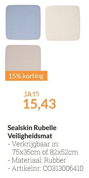 Aanbiedingen Sealskin rubelle veiligheidsmat - Sealskin - Geldig van 01/05/2016 tot 31/05/2016 bij Sanitairwinkel