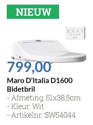 Aanbiedingen Maro d`italia d1600 bidetbril - Maro d Italia - Geldig van 01/05/2016 tot 31/05/2016 bij Sanitairwinkel