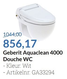 Aanbiedingen Geberit aquaclean 4000 douche wc - Geberit - Geldig van 01/05/2016 tot 31/05/2016 bij Sanitairwinkel