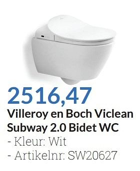 Aanbiedingen Villeroy en boch viclean subway 2.0 bidet wc - Villeroy &amp; boch - Geldig van 01/05/2016 tot 31/05/2016 bij Sanitairwinkel
