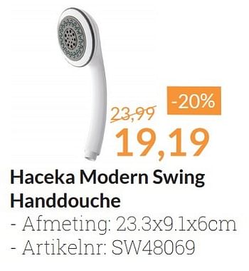 Aanbiedingen Haceka modern swing handdouche - Haceka - Geldig van 01/05/2016 tot 31/05/2016 bij Sanitairwinkel