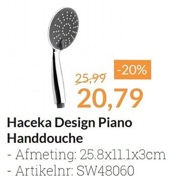 Aanbiedingen Haceka design piano handdouche - Haceka - Geldig van 01/05/2016 tot 31/05/2016 bij Sanitairwinkel