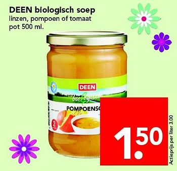 Aanbiedingen Deen biologisch soep - Huismerk deen supermarkt - Geldig van 01/05/2016 tot 07/05/2016 bij Deen Supermarkten