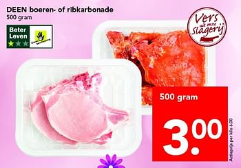 Aanbiedingen Deen boeren of ribkarbonade - Huismerk deen supermarkt - Geldig van 01/05/2016 tot 07/05/2016 bij Deen Supermarkten
