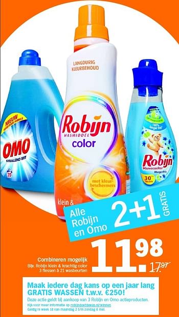Aanbiedingen Robijn klein + krachtig color - Robijn - Geldig van 02/05/2016 tot 08/05/2016 bij Albert Heijn