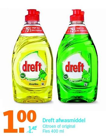 Aanbiedingen Dreft afwasmiddel citroen of original - Dreft - Geldig van 02/05/2016 tot 08/05/2016 bij Albert Heijn