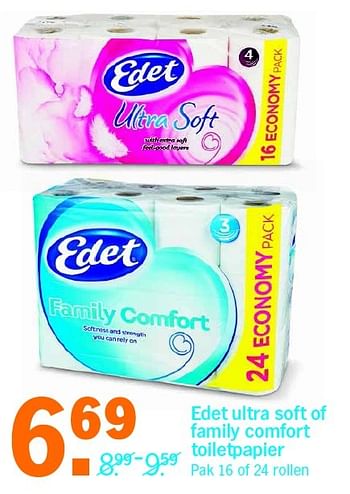 Aanbiedingen Edet ultra soft of family comfort toiletpapier - Edet - Geldig van 02/05/2016 tot 08/05/2016 bij Albert Heijn