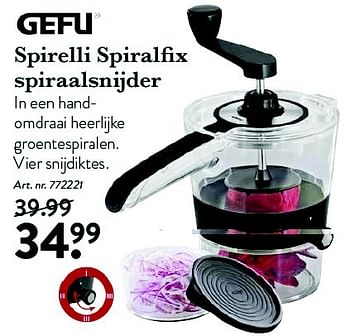 Aanbiedingen Spirelli spiralfix spiraalsnijder - Gefu - Geldig van 22/04/2016 tot 15/05/2016 bij Cook & Co