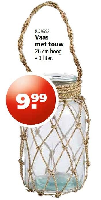Aanbiedingen Vaas met touw - Huismerk - Marskramer - Geldig van 21/04/2016 tot 08/05/2016 bij Marskramer