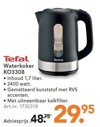 Aanbiedingen Tefal waterkoker ko3308 - Tefal - Geldig van 25/04/2016 tot 08/05/2016 bij Blokker