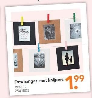Aanbiedingen Fotohanger met knijpers - Huismerk - Blokker - Geldig van 25/04/2016 tot 08/05/2016 bij Blokker