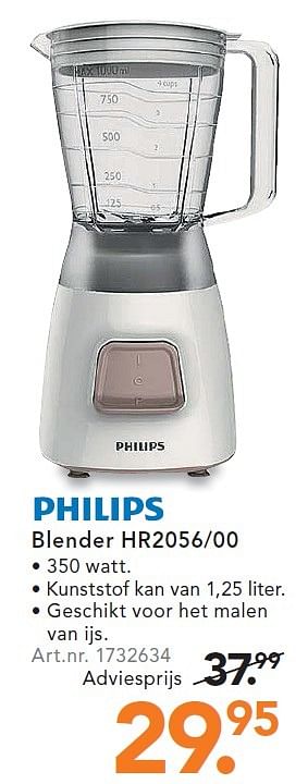 Aanbiedingen Philips blender hr2056-00 - Philips - Geldig van 25/04/2016 tot 08/05/2016 bij Blokker