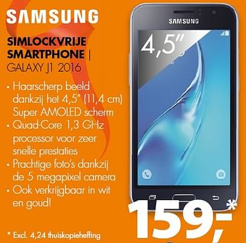 Aanbiedingen Samsung simlockvrije smartphone galaxy j1 2016 - Samsung - Geldig van 02/05/2016 tot 08/05/2016 bij Expert