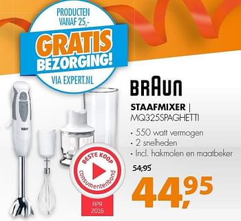 Aanbiedingen Braun staafmixer mq325spaghetti - Braun - Geldig van 02/05/2016 tot 08/05/2016 bij Expert
