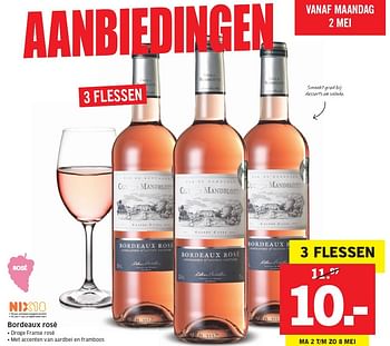 Aanbiedingen Bordeaux rosé - Rosé wijnen - Geldig van 02/05/2016 tot 08/05/2016 bij Lidl