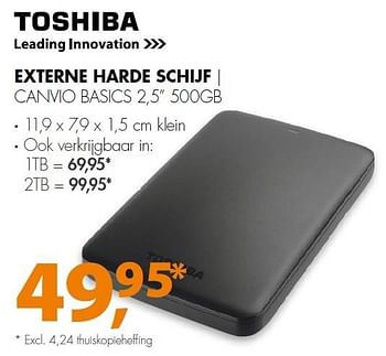 Aanbiedingen Toshiba externe harde schijf canvio basics 2,5 500gb - Toshiba - Geldig van 02/05/2016 tot 08/05/2016 bij Expert