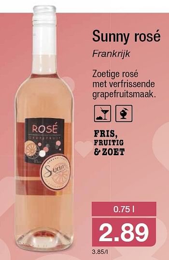 Aanbiedingen Sunny rosé - Rosé wijnen - Geldig van 04/05/2016 tot 10/05/2016 bij Aldi