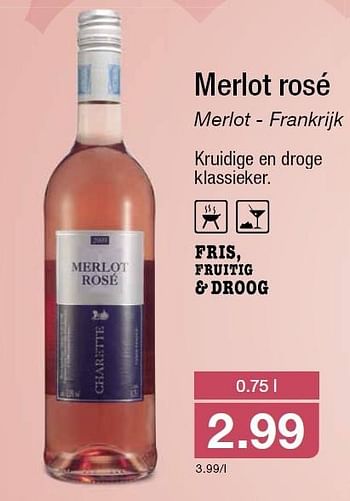 Aanbiedingen Merlot rosé - Rosé wijnen - Geldig van 04/05/2016 tot 10/05/2016 bij Aldi
