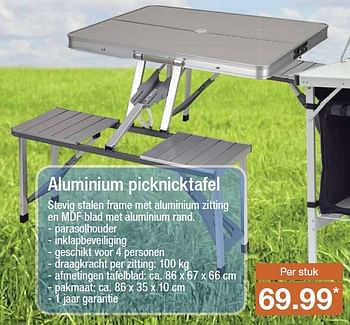 Aanbiedingen Aluminium picknicktafel - Huismerk - Aldi - Geldig van 04/05/2016 tot 10/05/2016 bij Aldi