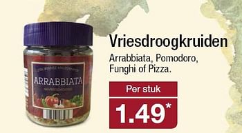 Aanbiedingen Vriesdroogkruiden arrabbiata, pomodoro, funghi of pizza - Huismerk - Aldi - Geldig van 04/05/2016 tot 10/05/2016 bij Aldi