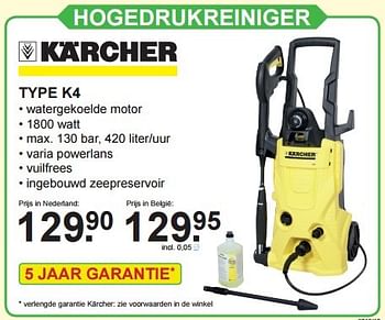 Aanbiedingen Karcher hogedrukreiniger type k4 - Kärcher - Geldig van 09/05/2016 tot 29/05/2016 bij Van Cranenbroek