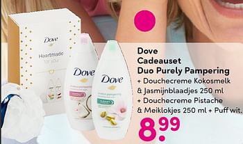 Aanbiedingen Dove cadeauset duo purely pampering - Dove - Geldig van 02/05/2016 tot 13/05/2016 bij da