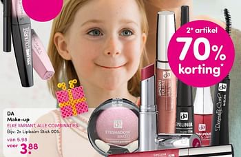 Aanbiedingen Da make-up 2x lipbalm stick 005 - Huismerk - da - Geldig van 02/05/2016 tot 13/05/2016 bij da