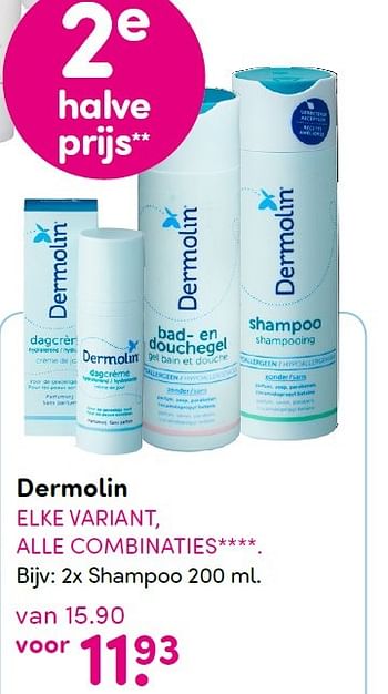 Aanbiedingen Dermolin 2x shampoo - Dermolin - Geldig van 02/05/2016 tot 13/05/2016 bij da