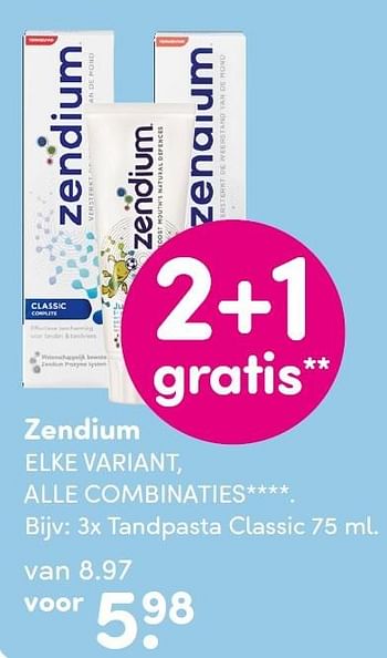Aanbiedingen Zendium 3x tandpasta classic - Zendium - Geldig van 02/05/2016 tot 13/05/2016 bij da