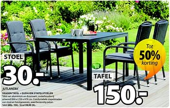 Aanbiedingen Skagen tafel + gudhjem stapelstoelen - Jutlandia - Geldig van 02/05/2016 tot 14/05/2016 bij Jysk