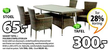 Aanbiedingen Sageby tafel + pol den stapelstoele - Huismerk - Jysk - Geldig van 02/05/2016 tot 14/05/2016 bij Jysk